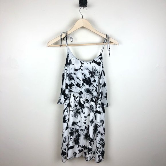 Parker silk mini dress bow ties shoulder floral 6 - Picture 5 of 5